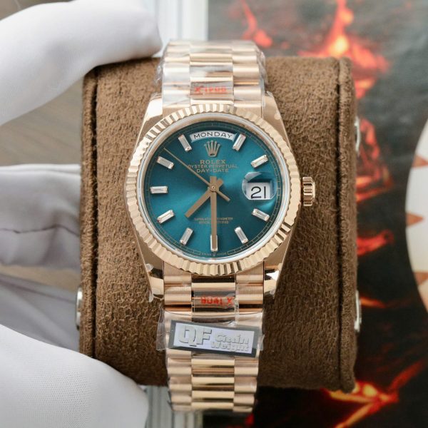 Đồng Hồ Rolex Day-Date 128235 Replica 11 Màu Xanh Lục Tinh Chỉnh Trọng Lượng 158gram Nhà Máy QF 36mm (2)