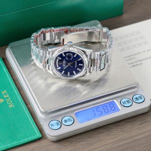 Đồng Hồ Rolex Day-Date 128236 Replica 11 Mặt Xanh Blue Trọng Lượng 158gram Nhà Máy QF 36mm (9)