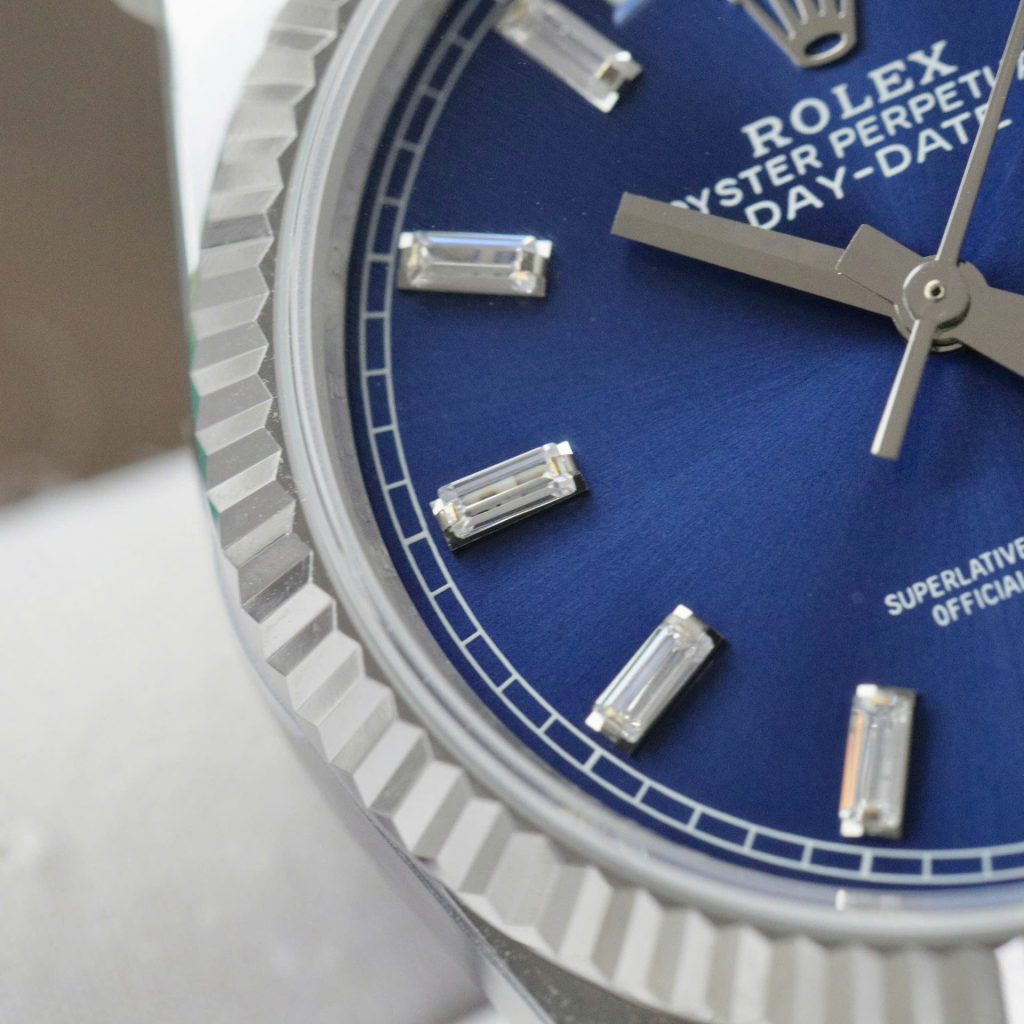 Đồng Hồ Rolex Day-Date 128236 Replica 11 Mặt Xanh Blue Trọng Lượng 158gram Nhà Máy QF 36mm (9)