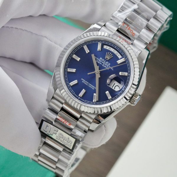 Đồng Hồ Rolex Day-Date 128236 Replica 11 Mặt Xanh Blue Trọng Lượng 158gram Nhà Máy QF 36mm (2)