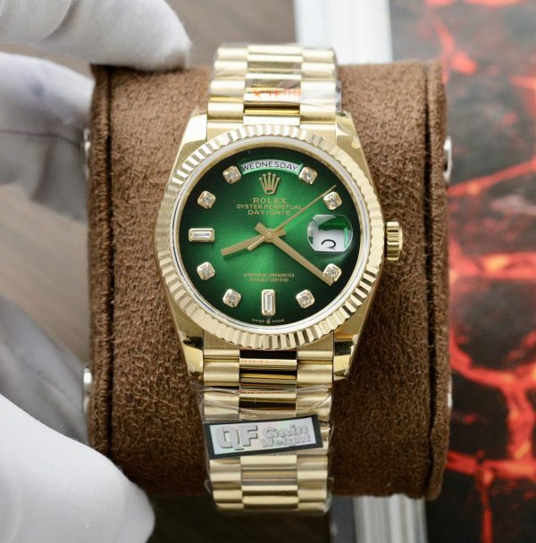 Đồng Hồ Rolex Day-Date 128238 Rep 11 Mặt Xanh Ombre Trọng Lượng 158 Grams Nhà Máy QF 36mm (2)