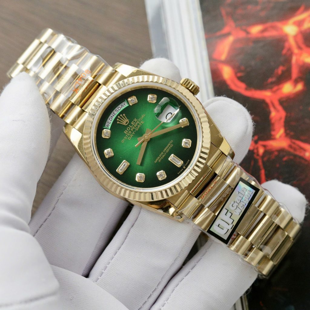 Đồng Hồ Rolex Day-Date 128238 Rep 11 Mặt Xanh Ombre Trọng Lượng 158 Grams Nhà Máy QF 36mm (2)