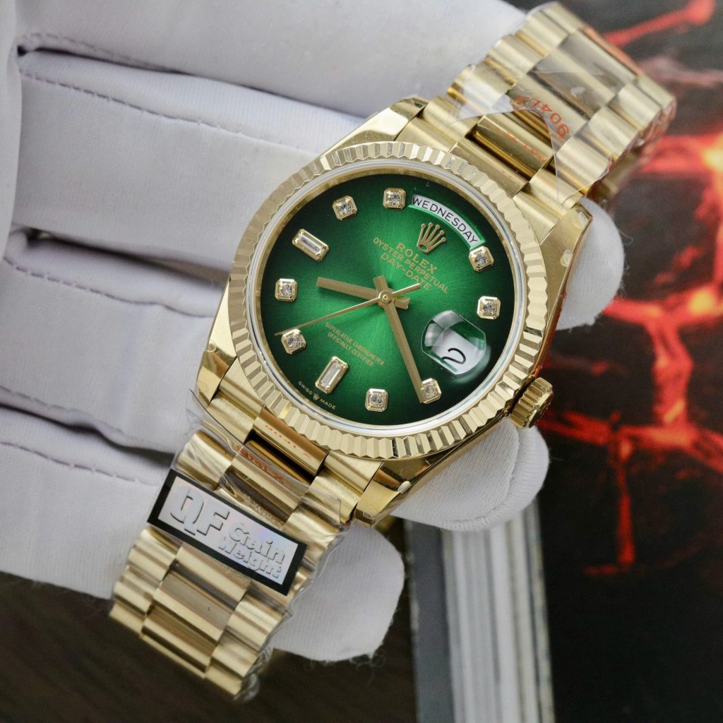 Đồng Hồ Rolex Day-Date 128238 Rep 11 Mặt Xanh Ombre Trọng Lượng 158 Grams Nhà Máy QF 36mm (2)