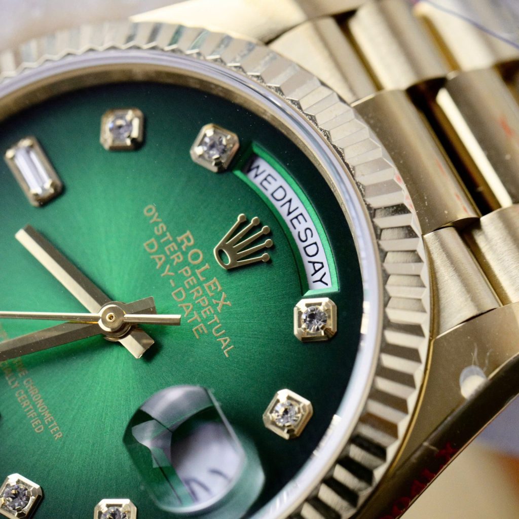 Đồng Hồ Rolex Day-Date 128238 Rep 11 Mặt Xanh Ombre Trọng Lượng 158 Grams Nhà Máy QF 36mm (2)