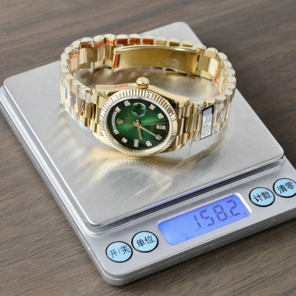 Đồng Hồ Rolex Day-Date 128238 Rep 11 Mặt Xanh Ombre Trọng Lượng 158 Grams Nhà Máy QF 36mm (2)