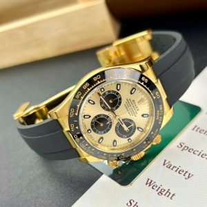 Đồng Hồ Rolex Daytona Chế Tác Bọc Vàng Thật Dây Cao Su 40mm (2)