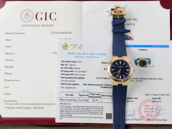 Đồng Hồ Vacheron Constantin Overseas 4500V Bọc Vàng Thật Màu Xanh Blue Replica 11 Cao Cấp 41mm (2)