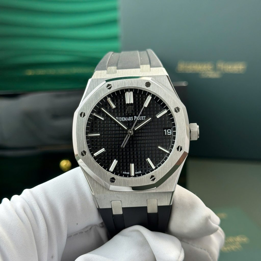 Đồng Hồ Audemars Piguet Royal Oak 15500 Replica 11 Mặt Đen Dây Cao Su Nhà Máy APS 41mm (2)