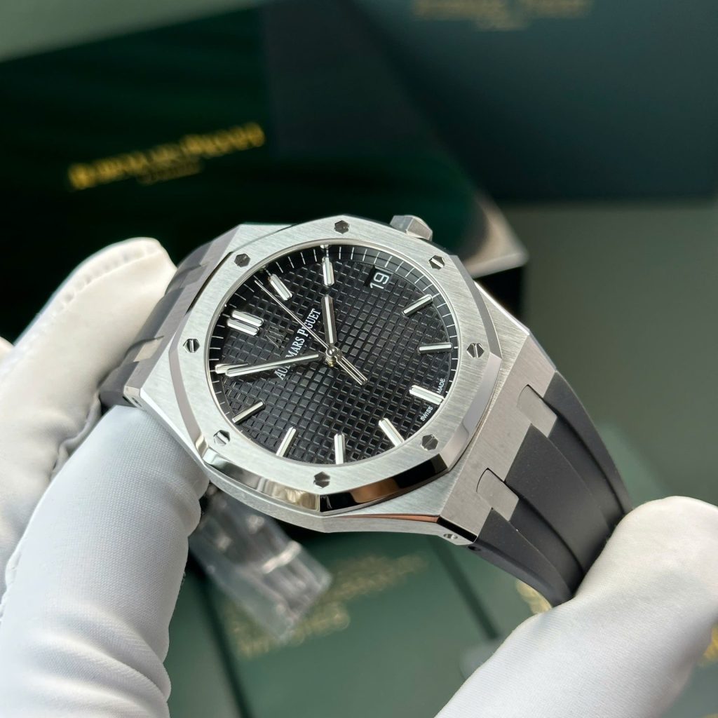 Đồng Hồ Audemars Piguet Royal Oak 15500 Replica 11 Mặt Đen Dây Cao Su Nhà Máy APS 41mm (2)