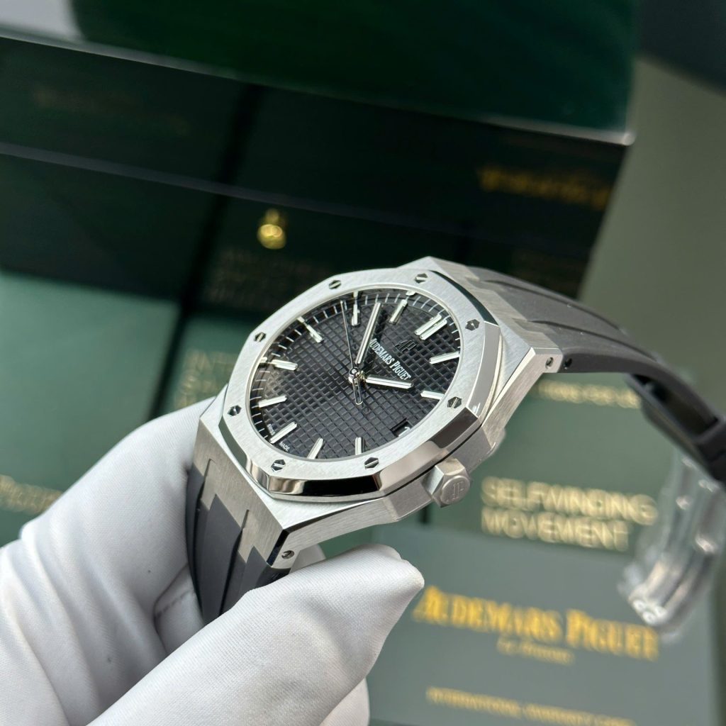 Đồng Hồ Audemars Piguet Royal Oak 15500 Replica 11 Mặt Đen Dây Cao Su Nhà Máy APS 41mm (2)