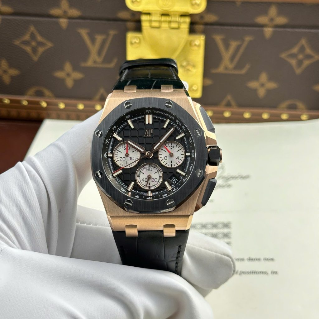 Đồng Hồ Audemars Piguet Royal Oak Offshore Chronograph 26420 Mạ Vàng Rep 11 Mặt Đen Nhà Máy APP 43mm (2)