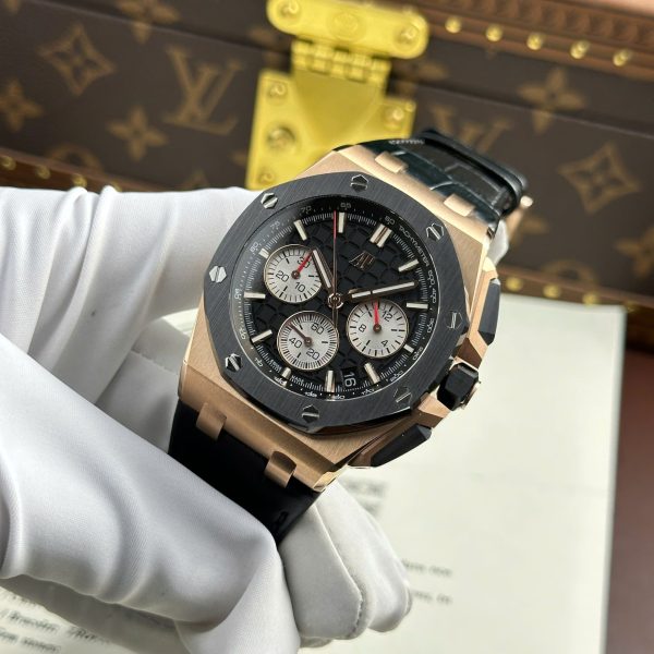 Đồng Hồ Audemars Piguet Royal Oak Offshore Chronograph 26420 Mạ Vàng Rep 11 Mặt Đen Nhà Máy APP 43mm (2)