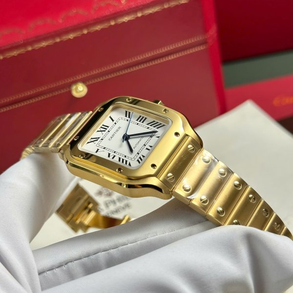 Đồng Hồ Cartier Santos Nữ Mặt Trắng Replica 11 Cao Cấp Nhất Nhà Máy BV 35 (2)