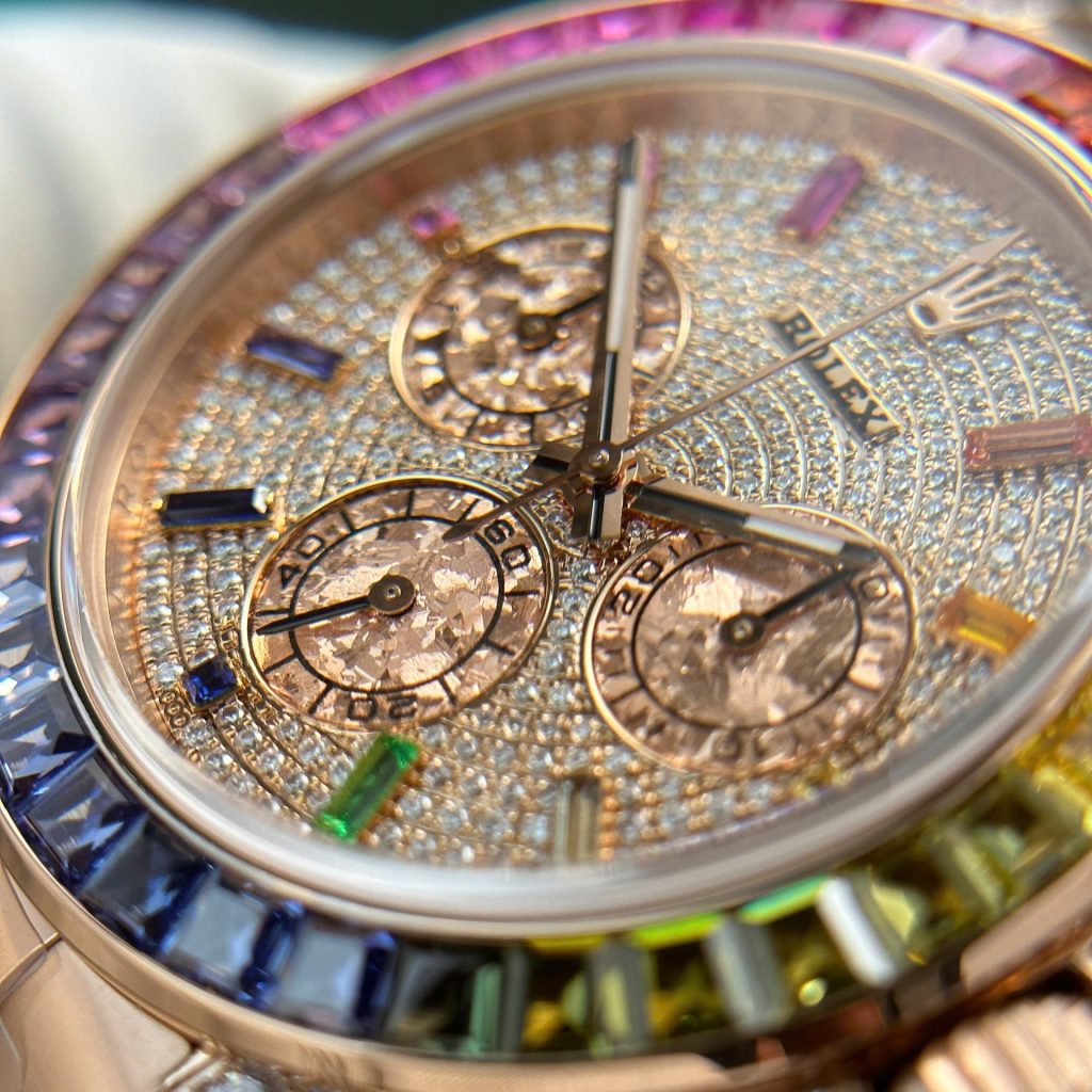 Đồng Hồ Rolex Cosmograph Daytona 116595 Rainbow Replica Đính Đá BTF 40mm (16)