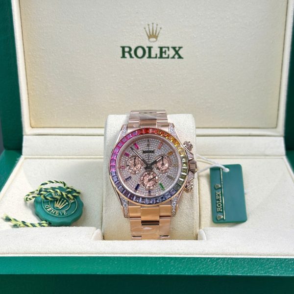 Đồng Hồ Rolex Cosmograph Daytona 116595 Rainbow Replica Đính Đá BTF 40mm (16)