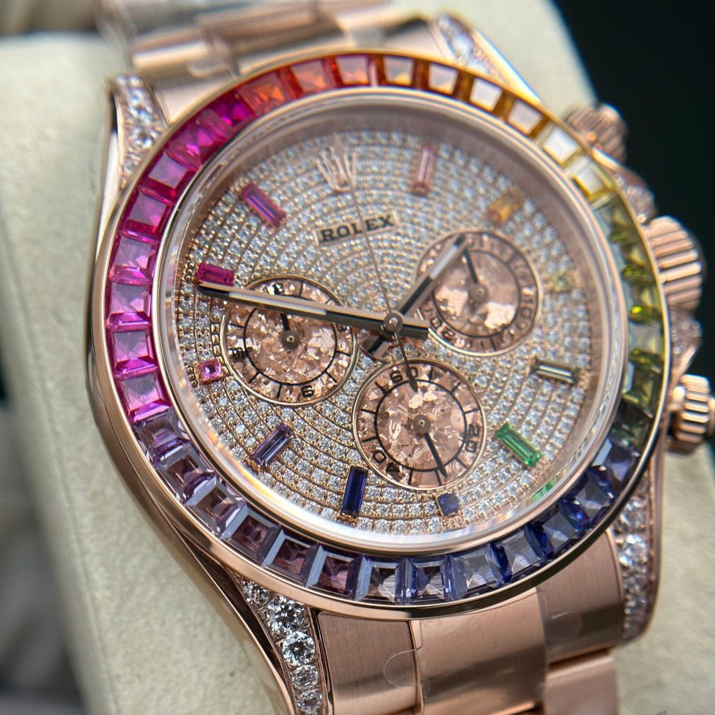 Đồng Hồ Rolex Cosmograph Daytona 116595 Rainbow Replica Đính Đá BTF 40mm (16)