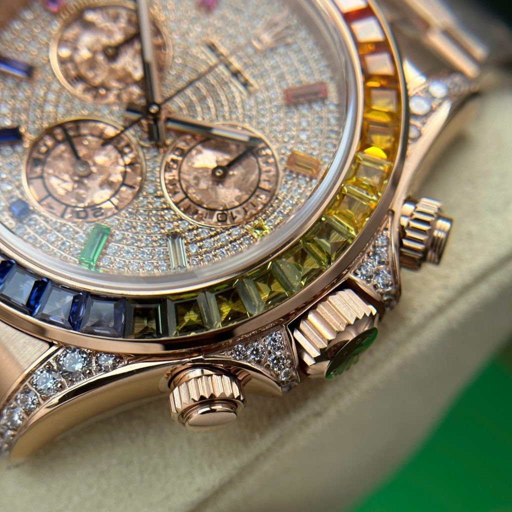 Đồng Hồ Rolex Cosmograph Daytona 116595 Rainbow Replica Đính Đá BTF 40mm (16)