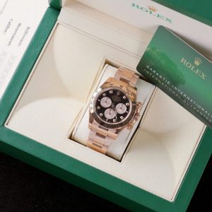 Đồng Hồ Rolex Daytona 126505 Replica 11 Mạ Vàng Hồng Mặt Đen 40mm (2)