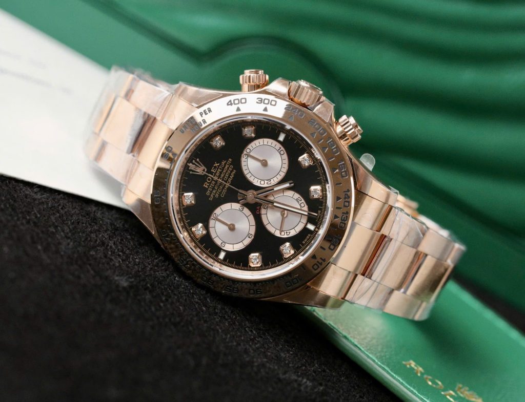 Đồng Hồ Rolex Daytona 126505 Replica 11 Mạ Vàng Hồng Mặt Đen 40mm (2)