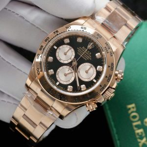 Đồng Hồ Rolex Daytona 126505 Replica 11 Mạ Vàng Hồng Mặt Đen 40mm (2)