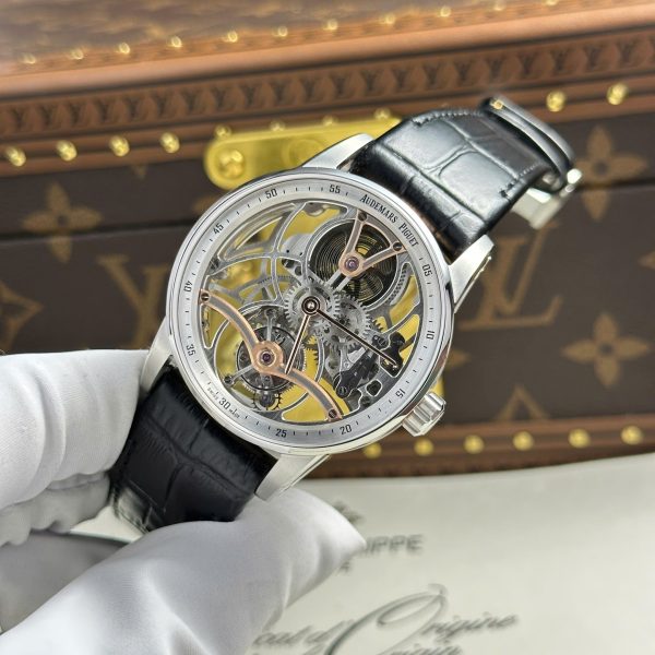 Đồng Hồ Audemars Piguet 26600 Tourbillon Openworked Rep 11 Cao Cấp Dây Da Đen 41mm (2)