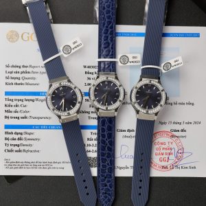 Đồng Hồ Hublot Classic Fusion Titanium Mặt Xanh Blue Replica 11 Viền Đính Kim Cương Moissanite 33mm (2)