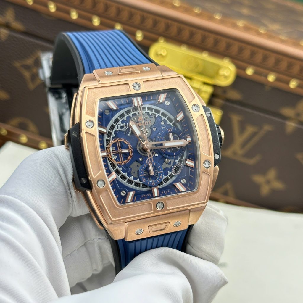 Đồng Hồ Hublot Spirit Of Big Bang King Gold Replica 11 Mặt Xanh Blue Nhà Máy BBF 42mm (2)