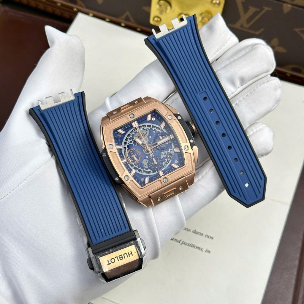 Đồng Hồ Hublot Spirit Of Big Bang King Gold Replica 11 Mặt Xanh Blue Nhà Máy BBF 42mm (2)