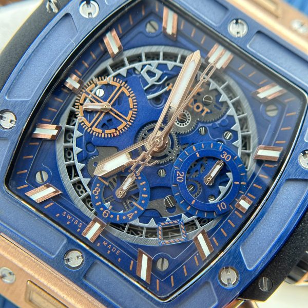 Đồng Hồ Hublot Spirit Of Big Bang Replica 11 Viền Gốm Xanh Blue Nhà Máy BBF 42mm (1)