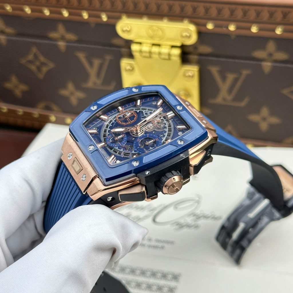 Đồng Hồ Hublot Spirit Of Big Bang Replica 11 Viền Gốm Xanh Blue Nhà Máy BBF 42mm (1)