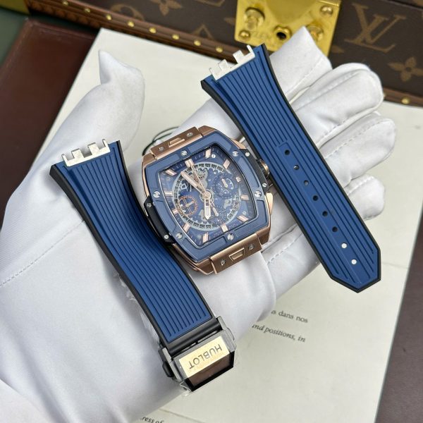 Đồng Hồ Hublot Spirit Of Big Bang Replica 11 Viền Gốm Xanh Blue Nhà Máy BBF 42mm (1)