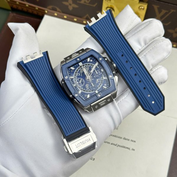 Đồng Hồ Hublot Spirit Of Big Bang Titanium Replica 11 Viền Gốm Xanh Blue Nhà Máy BBF 42mm (2)