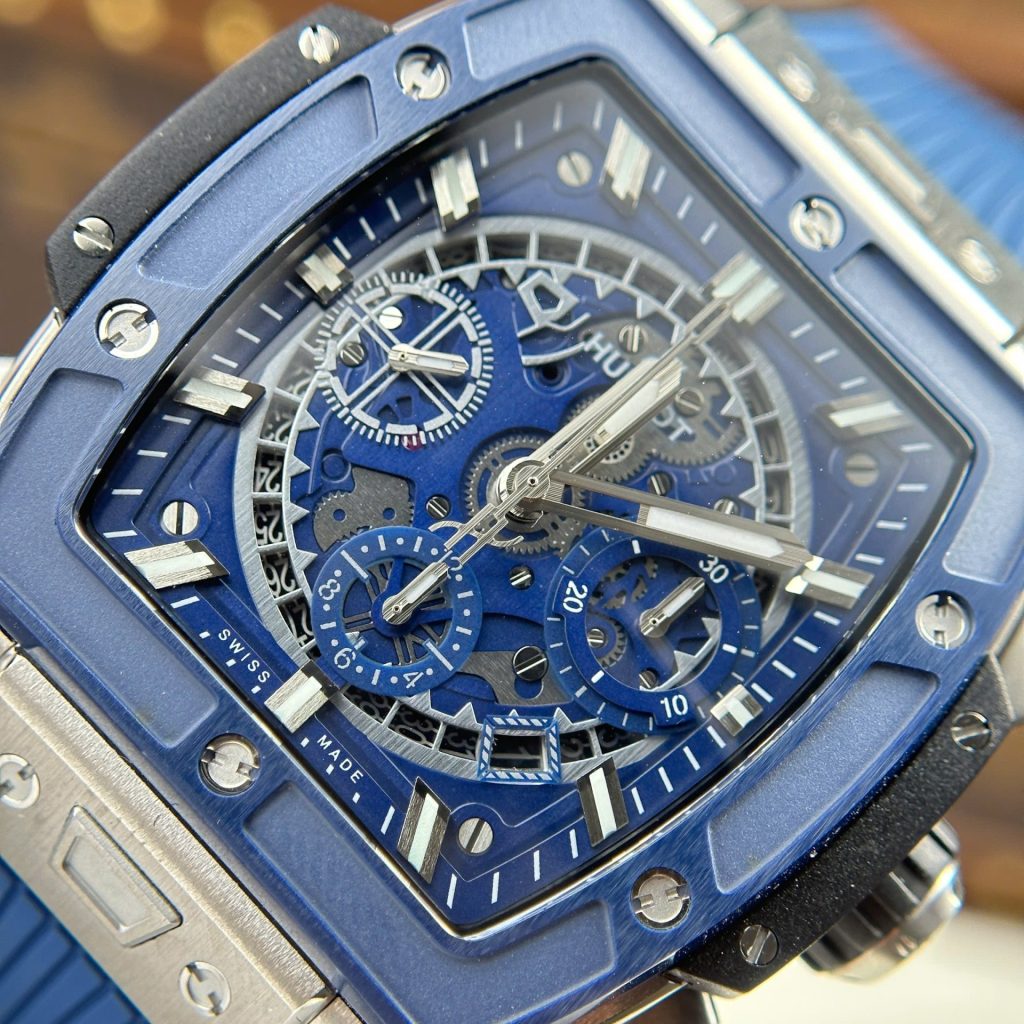 Đồng Hồ Hublot Spirit Of Big Bang Titanium Replica 11 Viền Gốm Xanh Blue Nhà Máy BBF 42mm (2)