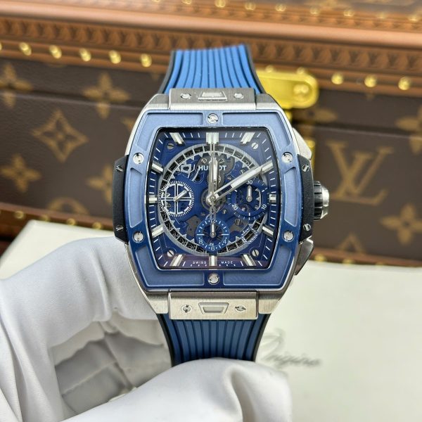 Đồng Hồ Hublot Spirit Of Big Bang Titanium Replica 11 Viền Gốm Xanh Blue Nhà Máy BBF 42mm (2)