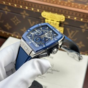 Đồng Hồ Hublot Spirit Of Big Bang Titanium Replica 11 Viền Gốm Xanh Blue Nhà Máy BBF 42mm (2)