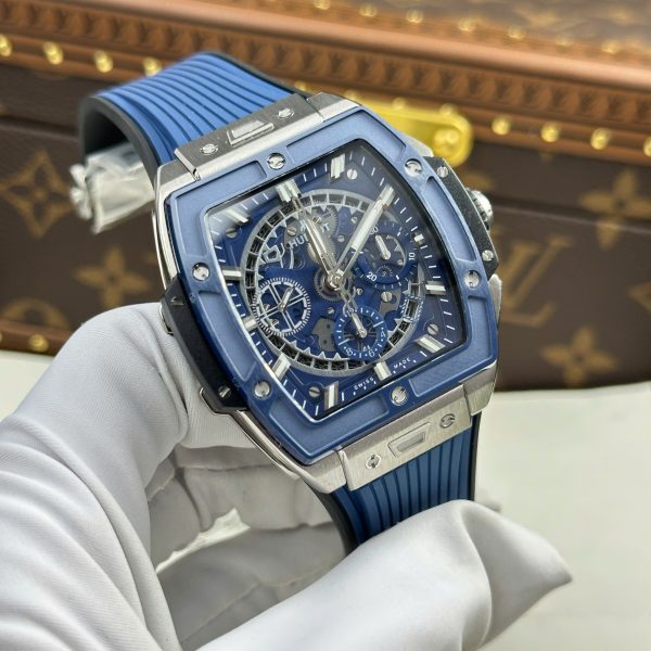 Đồng Hồ Hublot Spirit Of Big Bang Titanium Replica 11 Viền Gốm Xanh Blue Nhà Máy BBF 42mm (2)