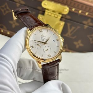 Đồng Hồ Omega De Ville Prestige Power Reserve Rep 1 1 Mạ Vàng Dây Da 39 (2)