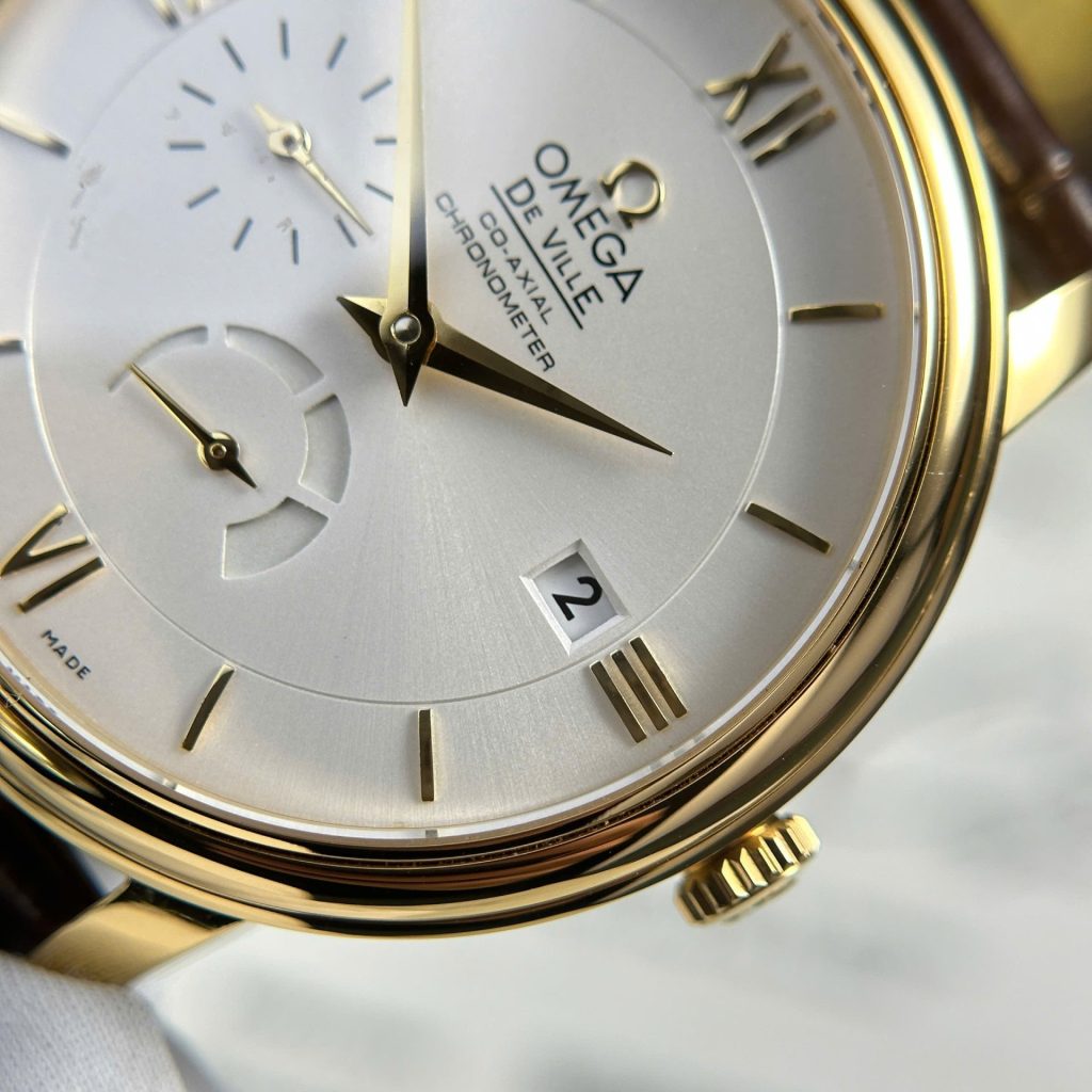 Đồng Hồ Omega De Ville Prestige Power Reserve Rep 1 1 Mạ Vàng Dây Da 39 (2)