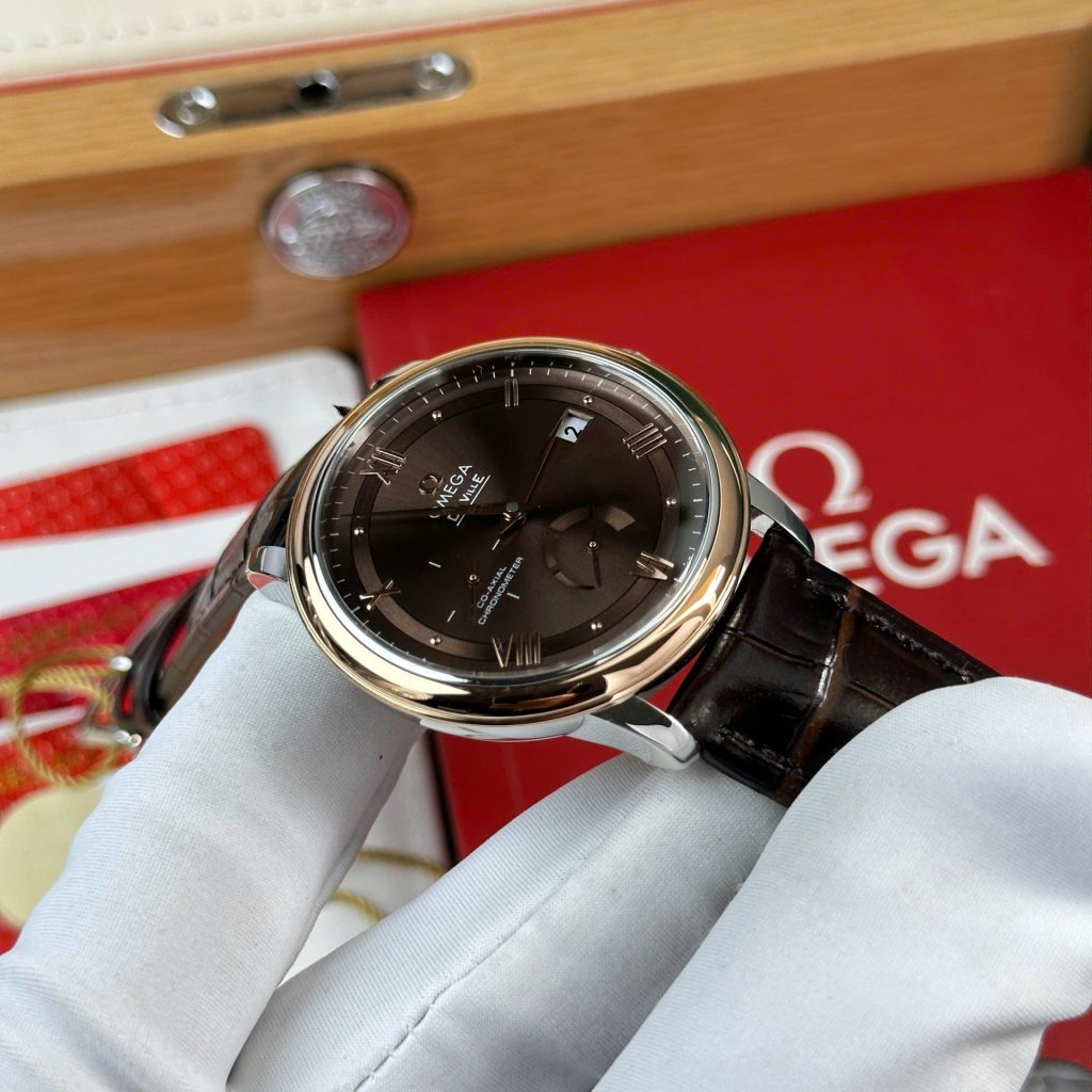 Đồng Hồ Omega De Ville Prestige Power Reserve Replica 11 Mặt Chocolate Dây Da 39 (2)