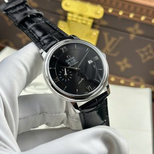 Đồng Hồ Omega De Ville Prestige Power Reserve Replica 11 Mặt Đen Dây Da 39 (2)