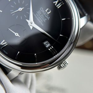 Đồng Hồ Omega De Ville Prestige Power Reserve Replica 11 Mặt Đen Dây Da 39 (2)