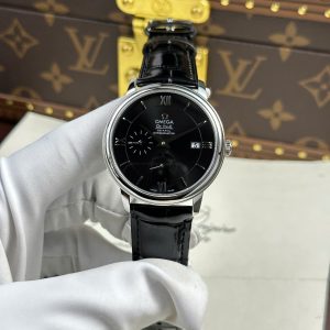 Đồng Hồ Omega De Ville Prestige Power Reserve Replica 11 Mặt Đen Dây Da 39 (2)