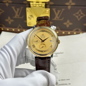 Đồng Hồ Omega De Ville Prestige Power Reserve Replica 11 Mặt Vàng Dây Da 39 (8)