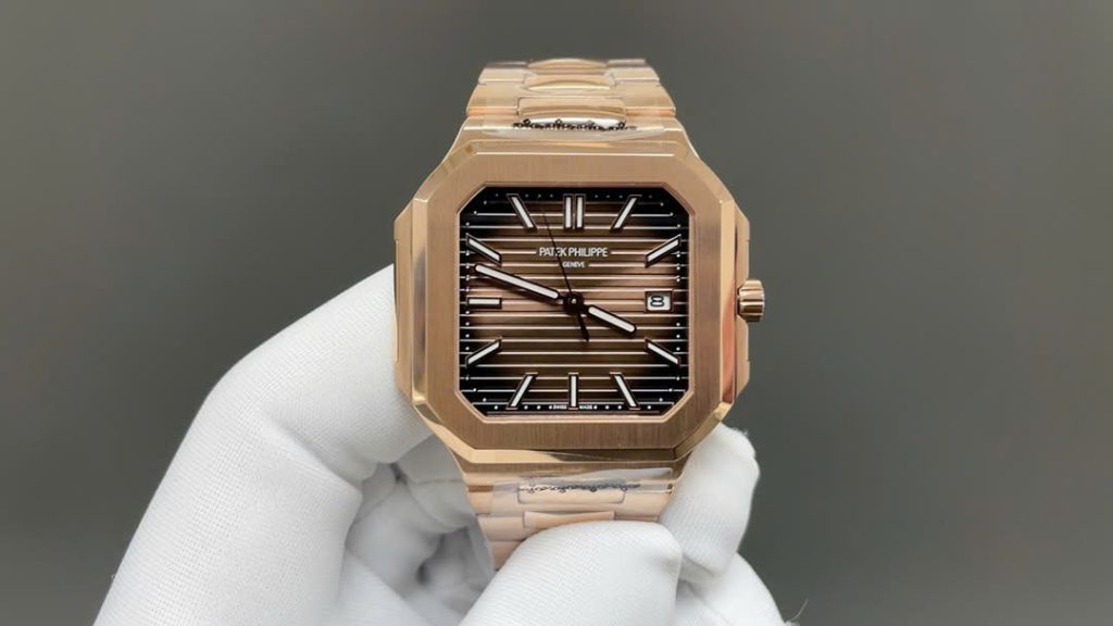 Đồng Hồ Patek Philippe Cubitus 5821 Rep 11 Mạ Vàng Hồng Mặt Chocolate 43mm (2)