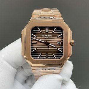 Đồng Hồ Patek Philippe Cubitus 5821 Rep 11 Mạ Vàng Hồng Mặt Chocolate 43mm (2)