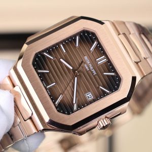 Đồng Hồ Patek Philippe Cubitus 5821 Rep 11 Mạ Vàng Hồng Mặt Chocolate (9)