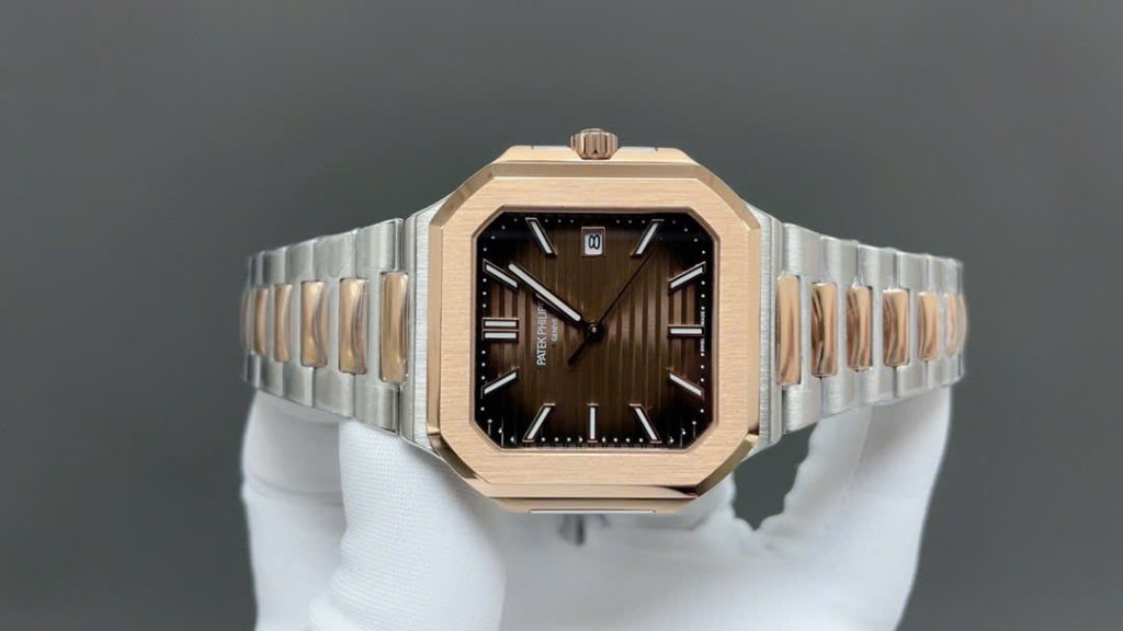 Đồng Hồ Patek Philippe Cubitus 5821 Replica 1 1 Demi Rose Mặt Chocolate 43mm (2)