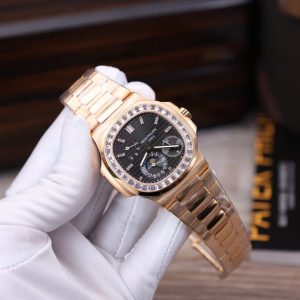 Đồng Hồ Patek Philippe Nautilus 5724R Chế Tác Bọc Vàng Thật Đính Đá Swarovski GRF 40mm (2)