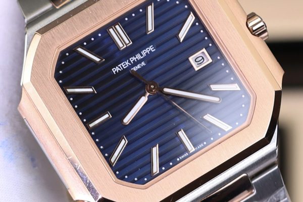 Đồng Hồ Patek Philippe Replica 11 Cubitus 5821 Demi Vàng Hồng Mặt Xanh Blue (3)