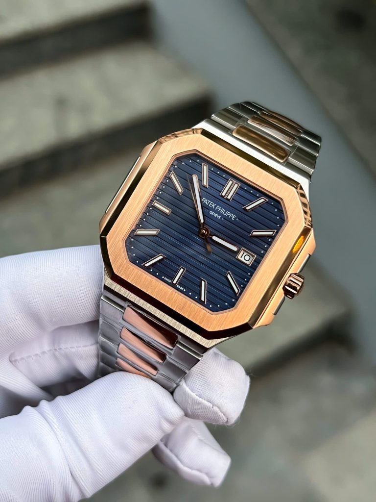 Đồng Hồ Patek Philippe Replica 11 Cubitus 5821 Demi Vàng Hồng Mặt Xanh Blue 43mm (2)